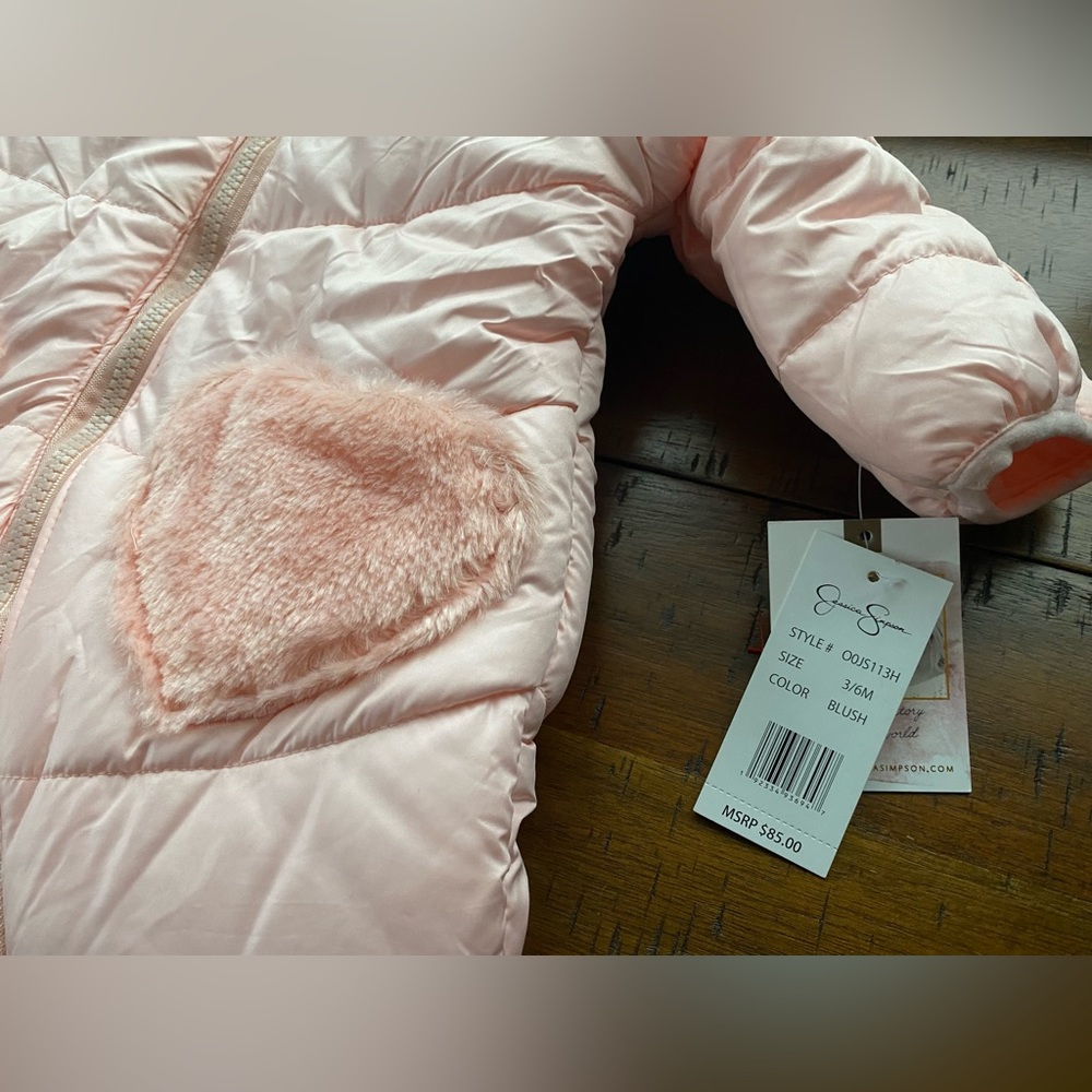 •NWT•Jessica Simpson Infant Girl Snow Suit Pram- ‘Blush Pink’ - Picture 11 of 14